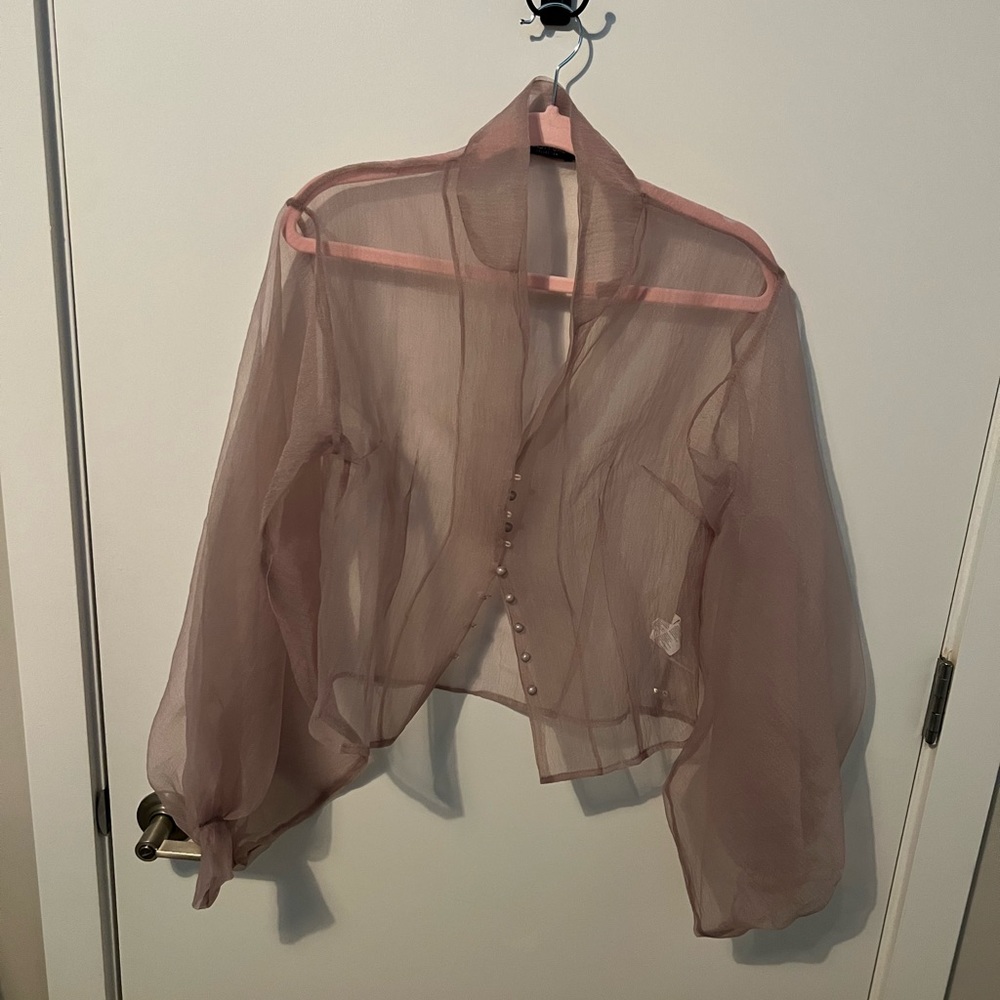Nasty Gal Sheer attack balloon sleeve blouse